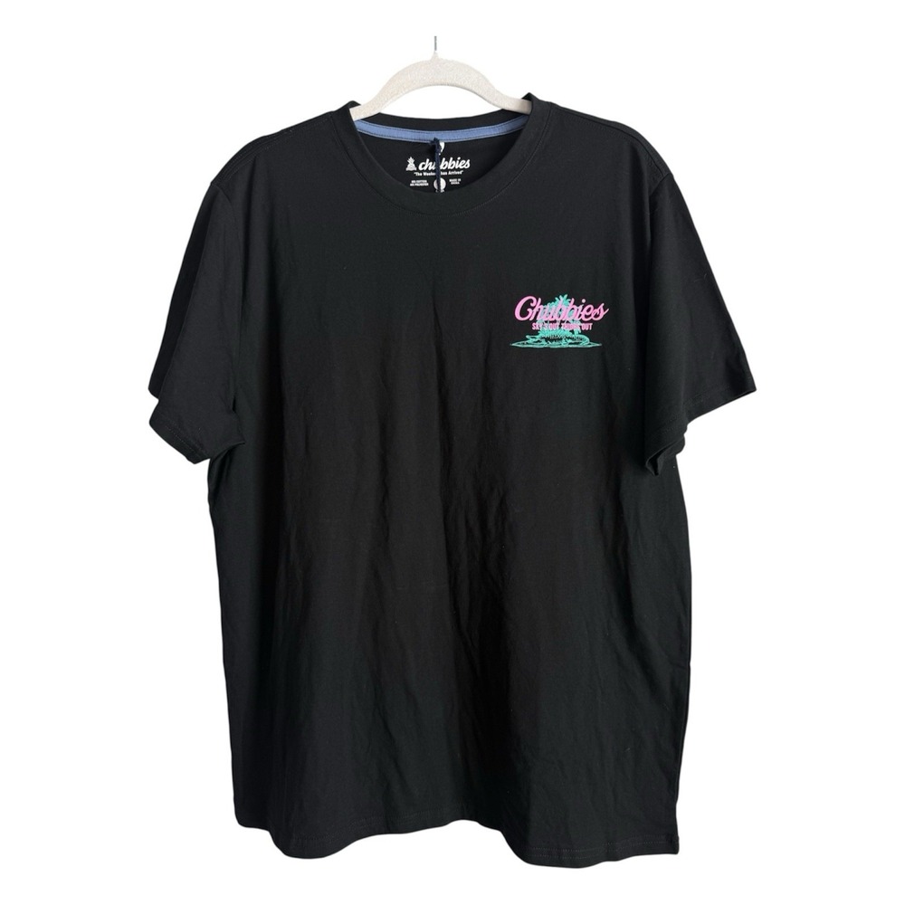 Chubbies Brew Neon Alligator Graphic T-Shirt Black Mens Large Retro Beach NWT